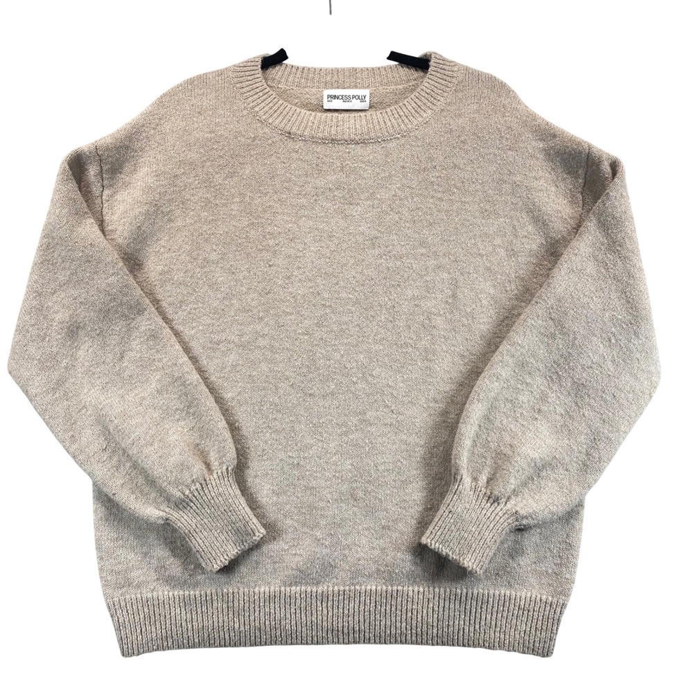PRINCESS POLLY Sweater Women's US 2 Beige Crew Neck‎ Long Sleeve Knit